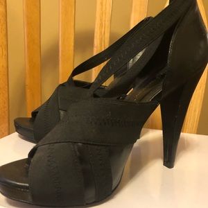 Black open toe heels